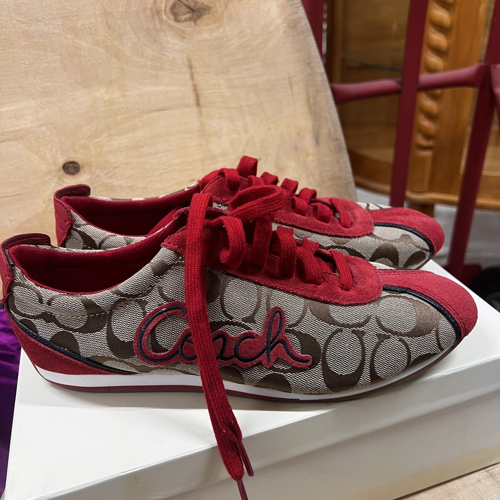 Coach Red and Brown Sneakers - Picture 2 of 10